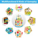 Cub din lemn  8 in 1 multifunctional Wooden Activity Cube